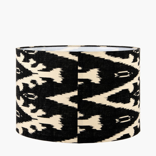 Sif Black Ikat Patterned Cylinder Shade- 35cm 