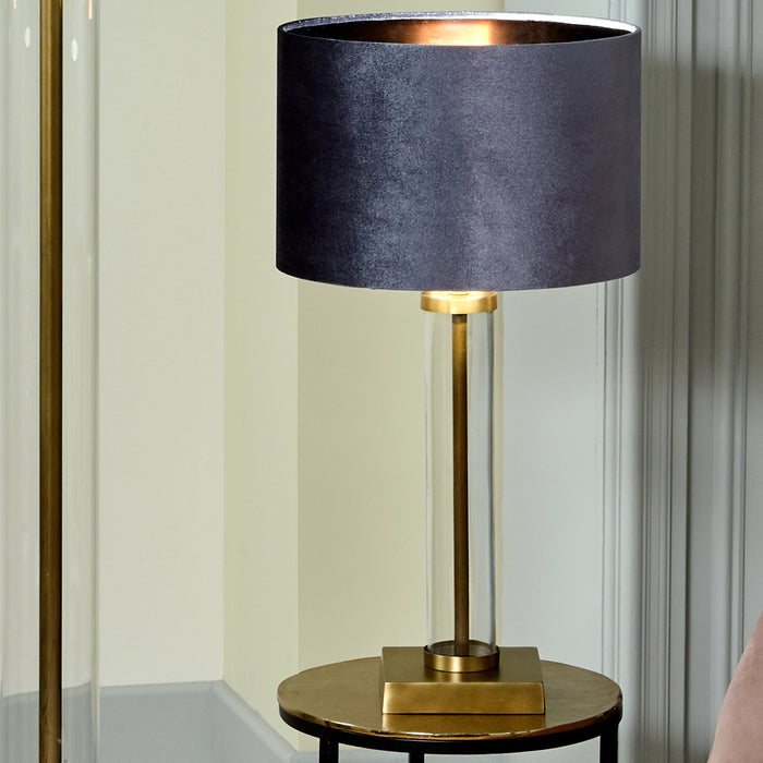 Sofie Slate Velvet Cylinder Shade