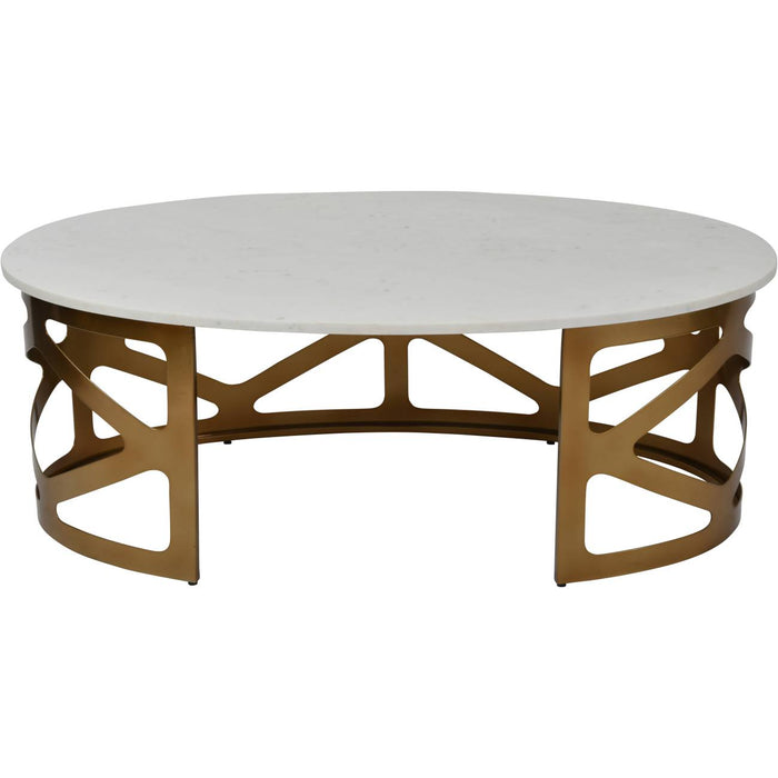 Metropolitan Contemporary Coffee Table, Satin Bronze Finish, Off-White Marble