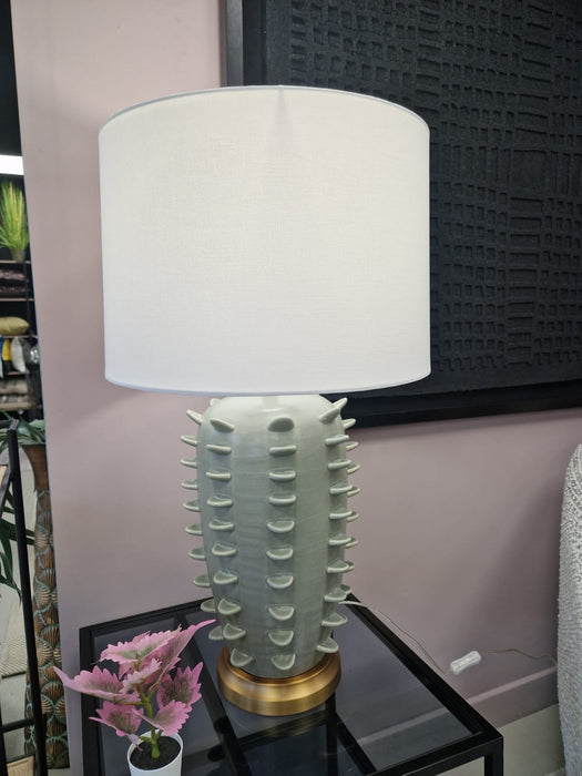 Modern Cactus-Inspired Ceramic Table Lamp with Linen Shade - 70cm