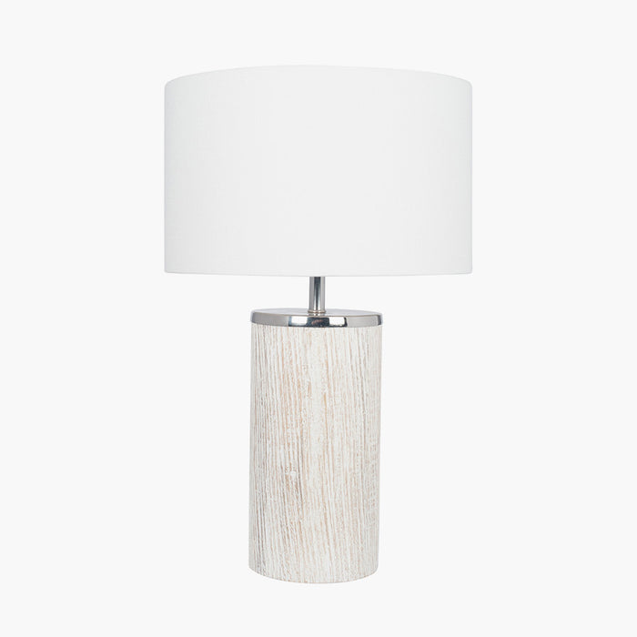 Haley White Wash Wood Column Table Lamp ( More Due In 25/07/24 )