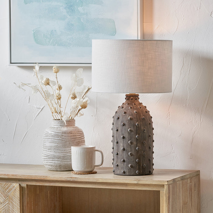 Kali Textured Dot Grey Stoneware Table Lamp Base - 37cm