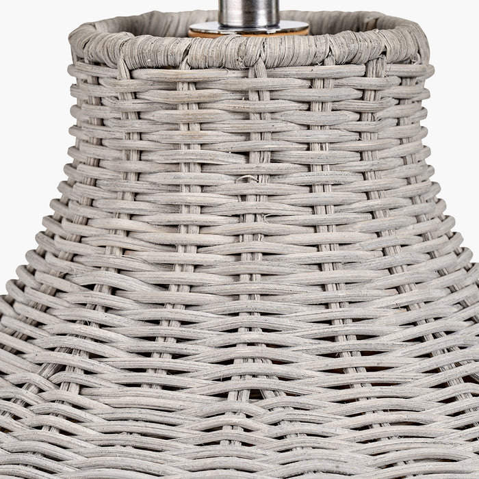 Allona Grey Wash Rattan Table Lamp with Grey Linen Lampshade- 68cm