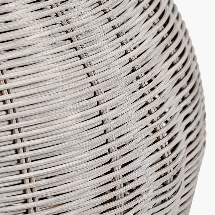 Allona Grey Wash Rattan Table Lamp with Grey Linen Lampshade- 68cm