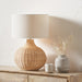 Allona Natural Rattan Table Lamp with White Linen Lampshade- 68cm