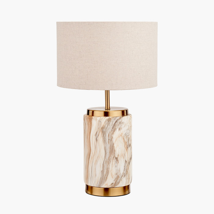 Carrara Natural Stone Ceramic Table Lamp with Natural Shade - 48cm