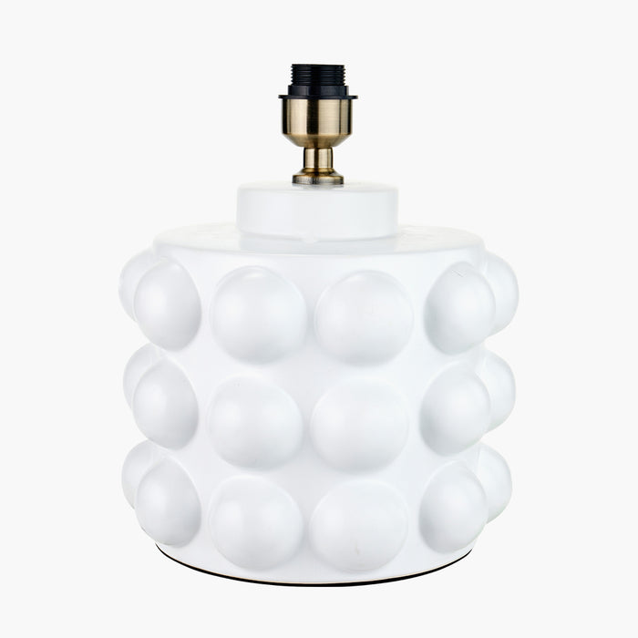 Serenity White Bobbled Ceramic Table Lamp Base - 36cm