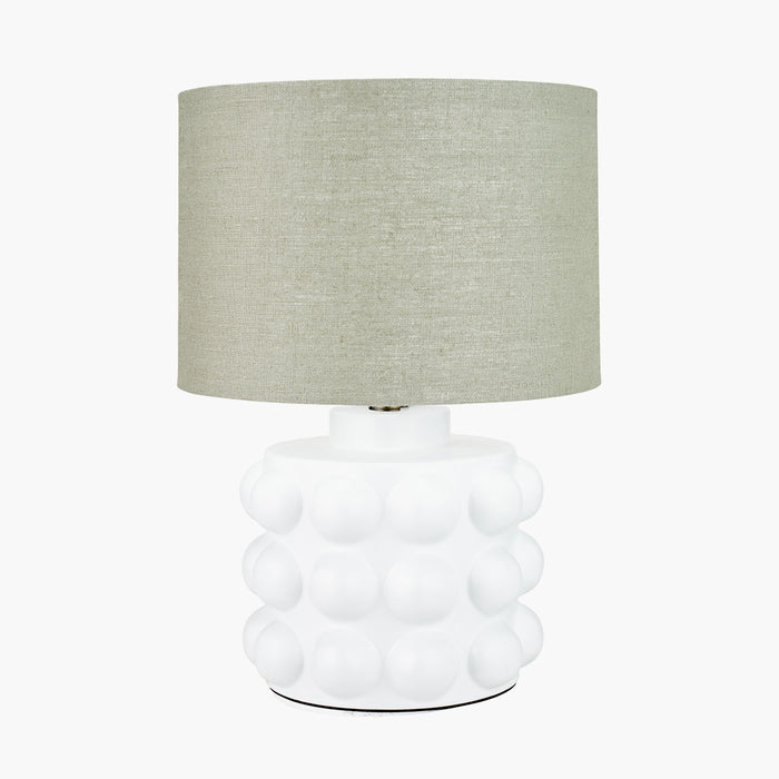 Serenity White Bobbled Ceramic Table Lamp Base - 36cm