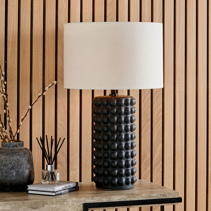 Sohan Black Bobbled Ceramic Tall Table Lamp Base - 48cm