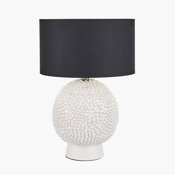 Modern Cream Ceramic Table Lamp Base – Textured Sphere Design & LED Compatible