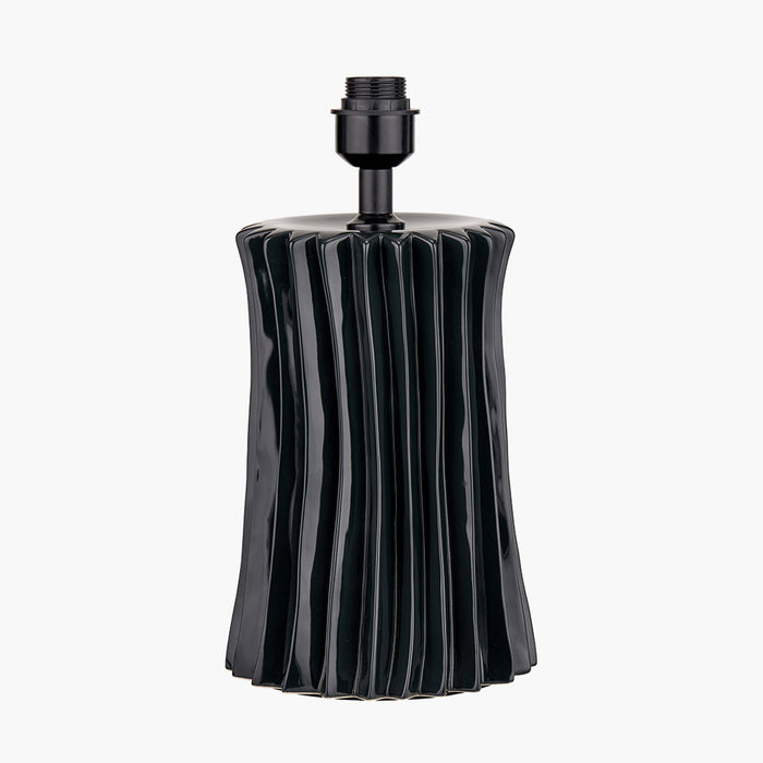 Devony Black Pleated Ceramic Table Lamp Base - 39cm