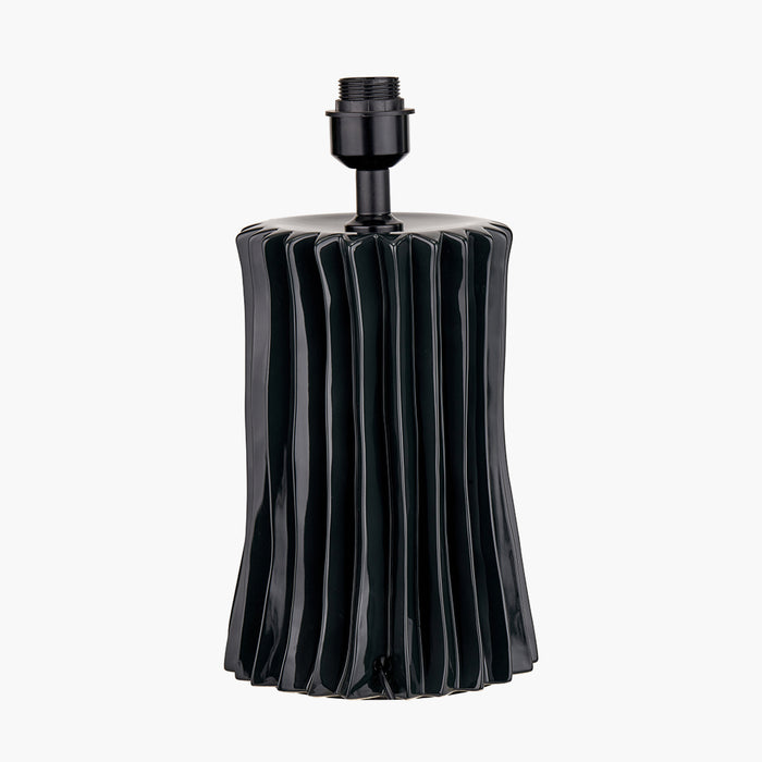 Devony Black Pleated Ceramic Table Lamp Base - 39cm