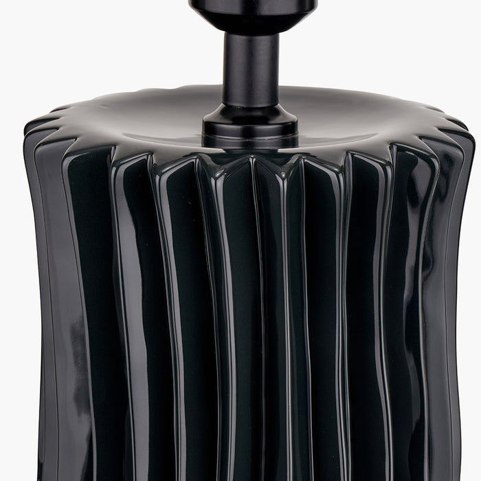 Devony Black Pleated Ceramic Table Lamp Base - 39cm