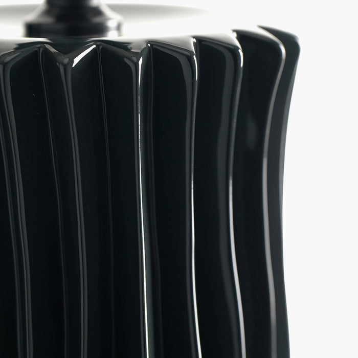 Devony Black Pleated Ceramic Table Lamp Base - 39cm