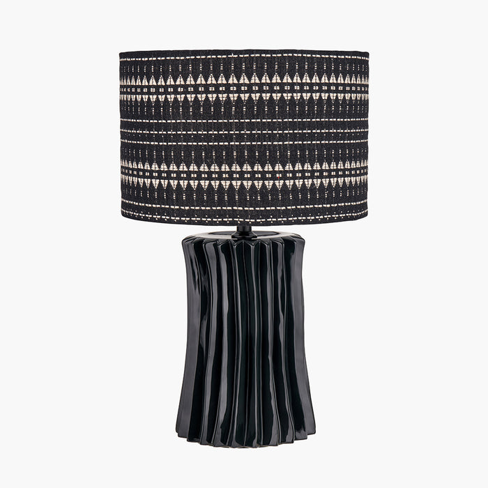 Devony Black Pleated Ceramic Table Lamp Base - 39cm