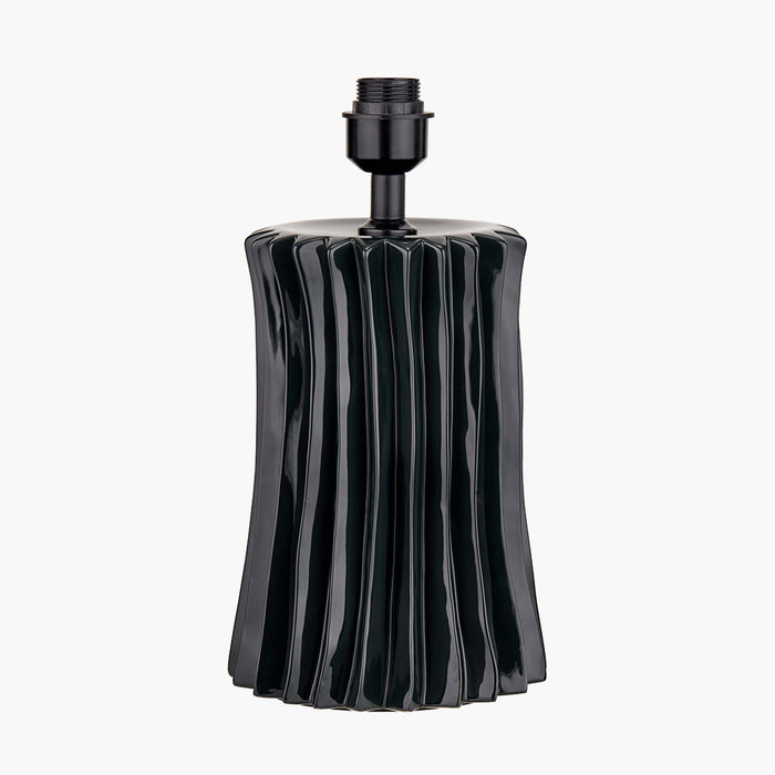 Devony Black Pleated Ceramic Table Lamp Base - 39cm