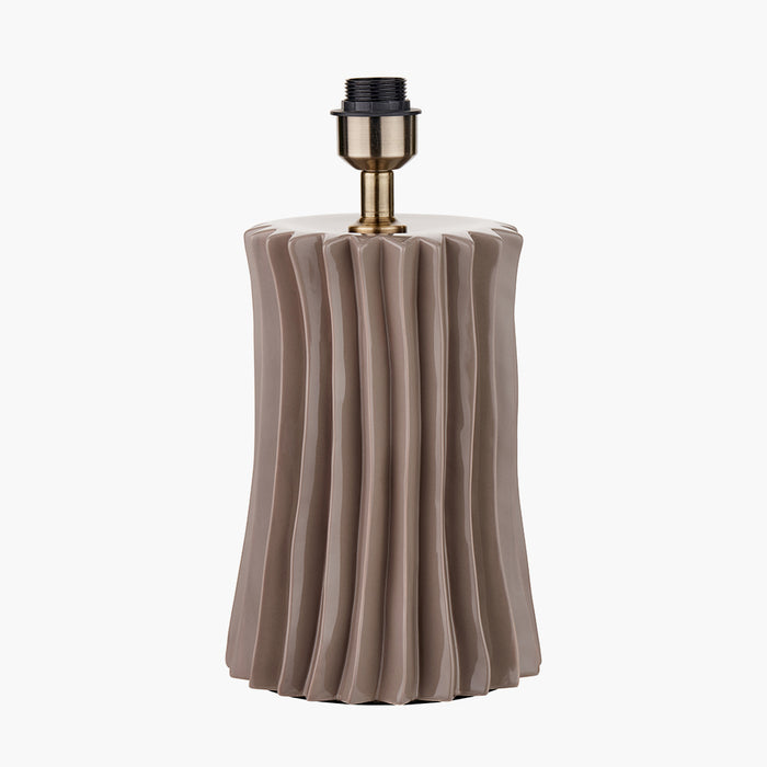 Devony Taupe Pleated Ceramic Table Lamp Base - 39cm