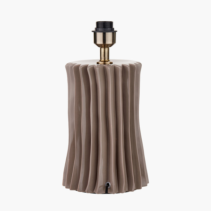 Devony Taupe Pleated Ceramic Table Lamp Base - 39cm