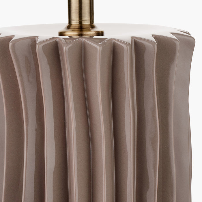 Devony Taupe Pleated Ceramic Table Lamp Base - 39cm