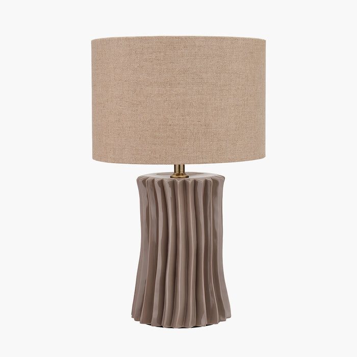 Devony Taupe Pleated Ceramic Table Lamp Base - 39cm