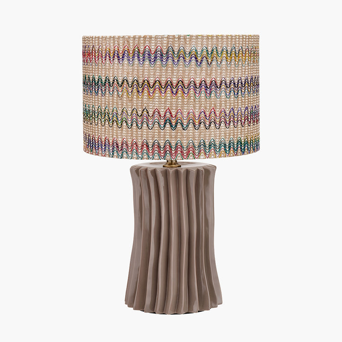 Devony Taupe Pleated Ceramic Table Lamp Base - 39cm