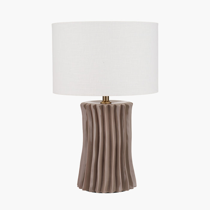 Devony Taupe Pleated Ceramic Table Lamp Base - 39cm