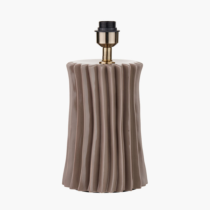 Devony Taupe Pleated Ceramic Table Lamp Base - 39cm