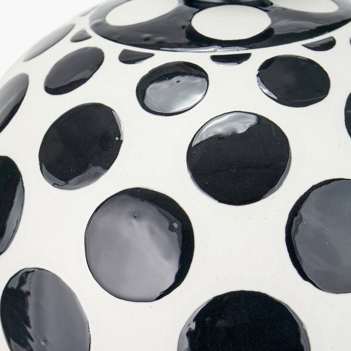 Larisa Black Polka Dot Ceramic Table Lamp Base - 34cm