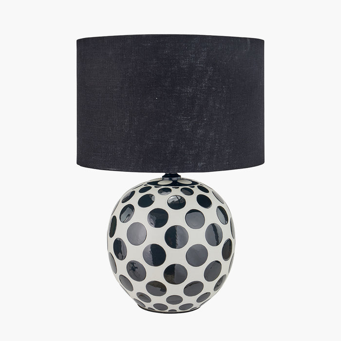 Larisa Black Polka Dot Ceramic Table Lamp Base - 34cm