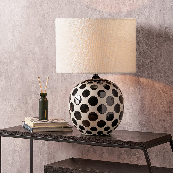 Larisa Black Polka Dot Ceramic Table Lamp Base - 34cm