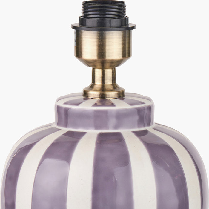 Priscilla Lilac Striped Ceramic Table Lamp Base - 33cm ( Due Back In 29/11/24) )