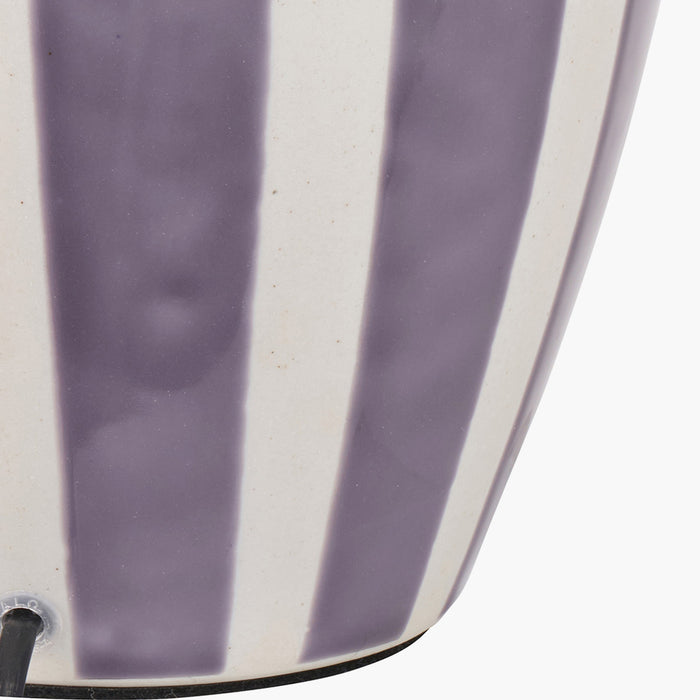 Priscilla Lilac Striped Ceramic Table Lamp Base - 33cm ( Due Back In 29/11/24) )