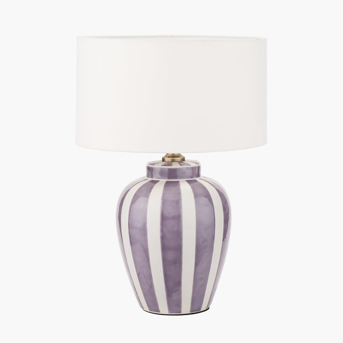 Priscilla Lilac Striped Ceramic Table Lamp Base - 33cm ( Due Back In 29/11/24) )