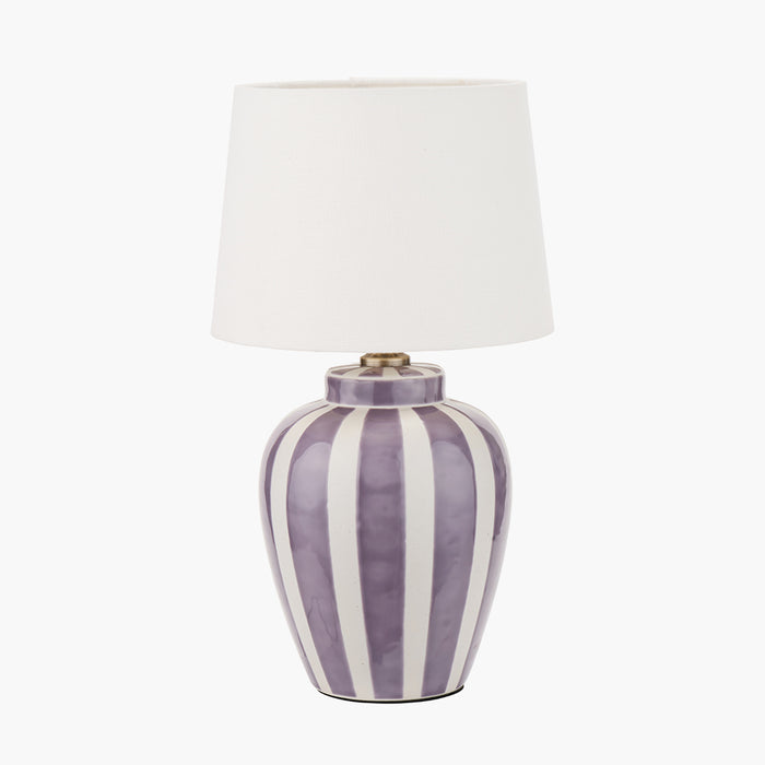 Priscilla Lilac Striped Ceramic Table Lamp Base - 33cm ( Due Back In 29/11/24) )