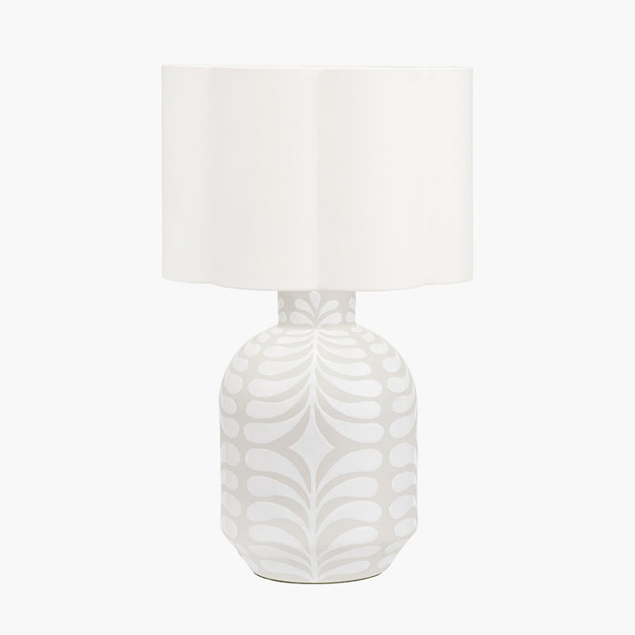 Grey and White Pattern Ceramic Table Lamp Base - 40cm