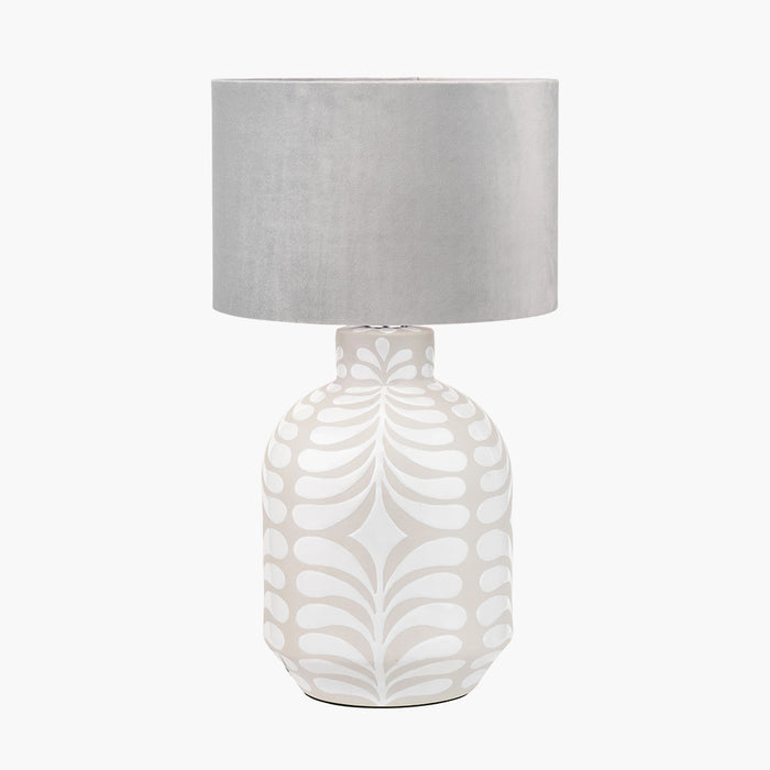 Grey and White Pattern Ceramic Table Lamp Base - 40cm