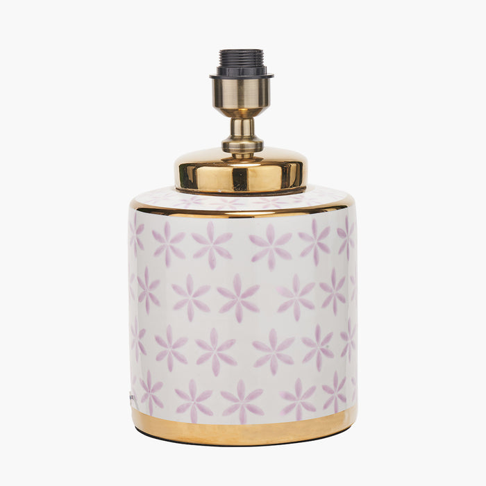 Thea Lilac and Gold Leaf Ceramic Table Lamp Base - 33cm ( Due Back In 29/11/2024 )