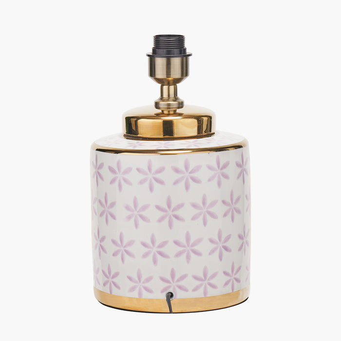 Thea Lilac and Gold Leaf Ceramic Table Lamp Base - 33cm ( Due Back In 29/11/2024 )