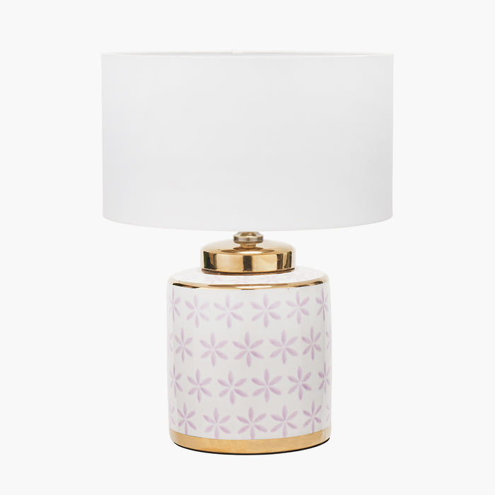 Thea Lilac and Gold Leaf Ceramic Table Lamp Base - 33cm ( Due Back In 29/11/2024 )