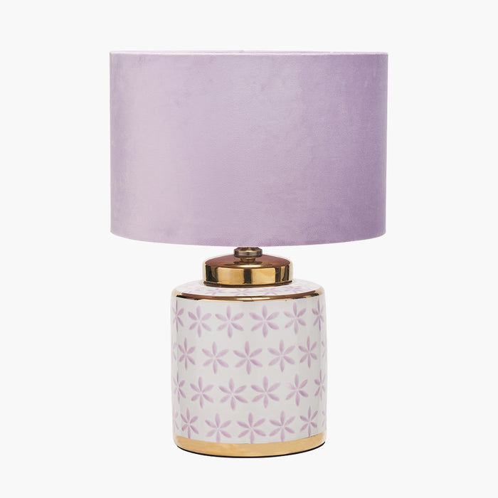 Thea Lilac and Gold Leaf Ceramic Table Lamp Base - 33cm ( Due Back In 29/11/2024 )