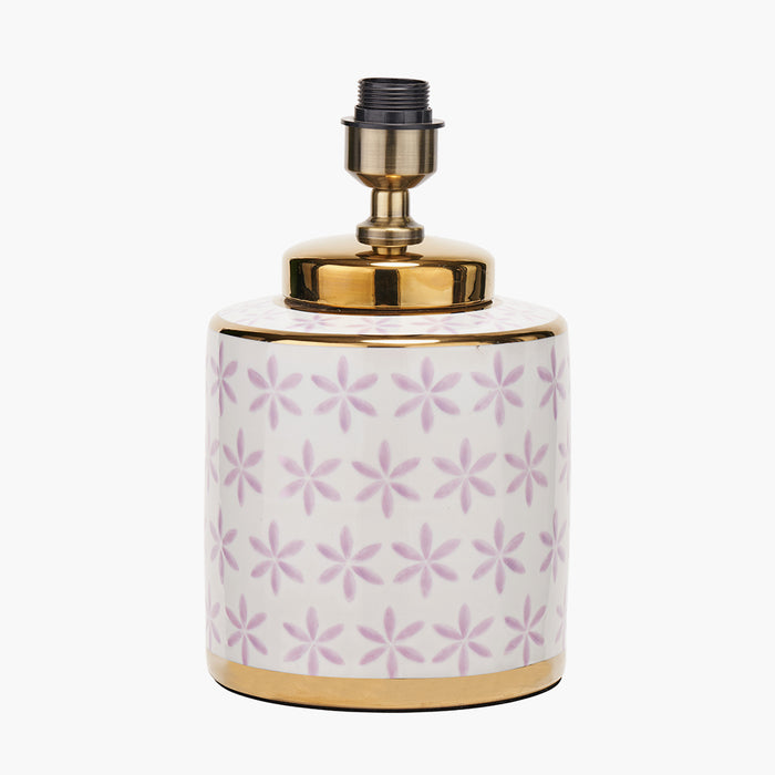 Thea Lilac and Gold Leaf Ceramic Table Lamp Base - 33cm