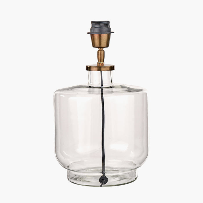 Josie Clear Glass and Antique Brass Metal Table Lamp Base - 34cm ( Due Back In 15/11/2024 )