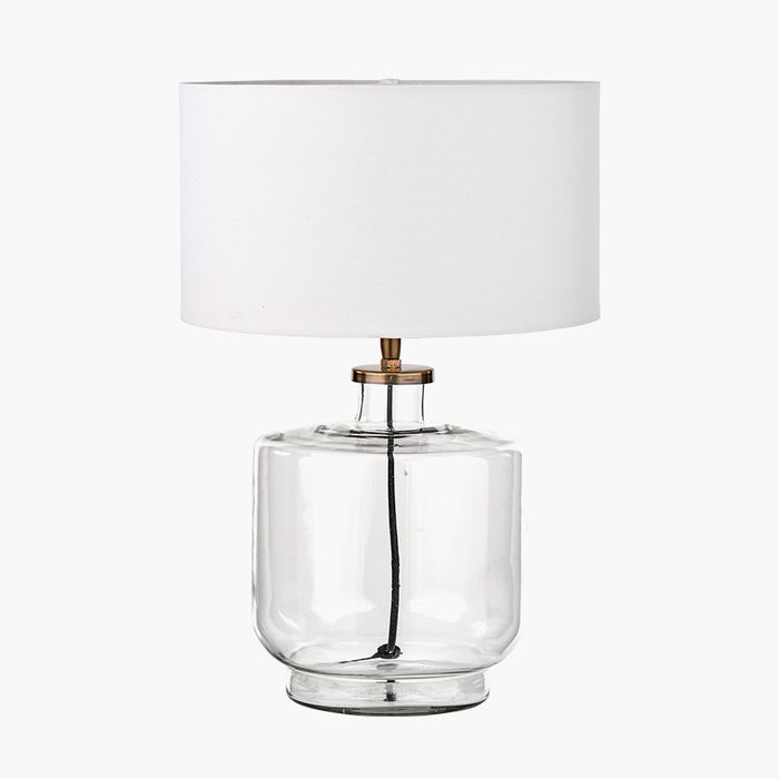 Josie Clear Glass and Antique Brass Metal Table Lamp Base - 34cm ( Due Back In 15/11/2024 )