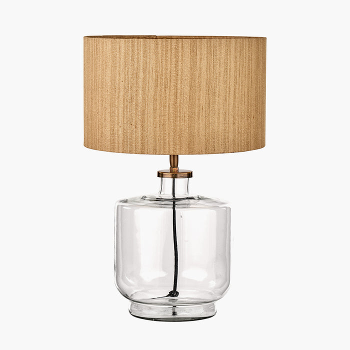 Josie Clear Glass and Antique Brass Metal Table Lamp Base - 34cm ( Due Back In 15/11/2024 )