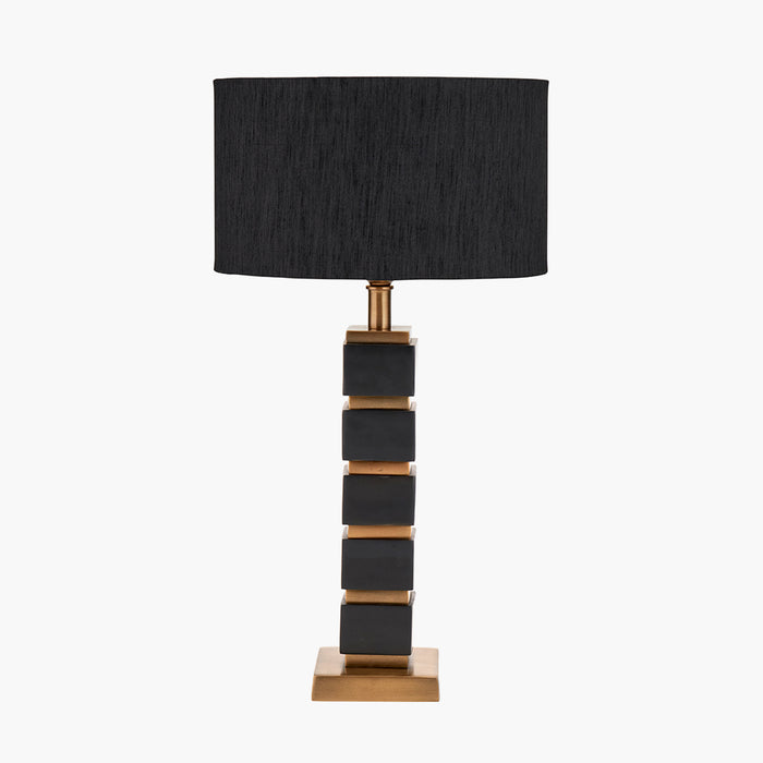 Maximo Matt Black & Antique Brass Cube Design Table Lamp Base - 50cm