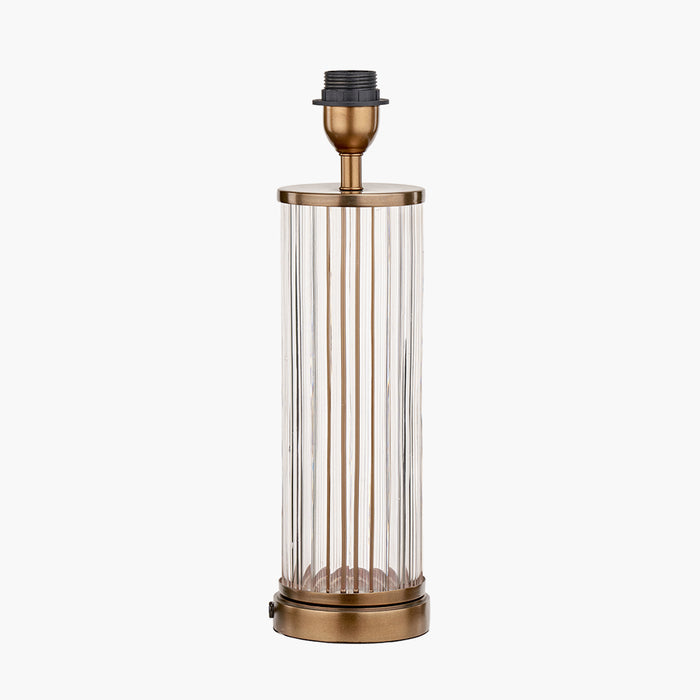 Ciara Clear Glass and Antique Brass Metal Table Lamp Base - 42cm