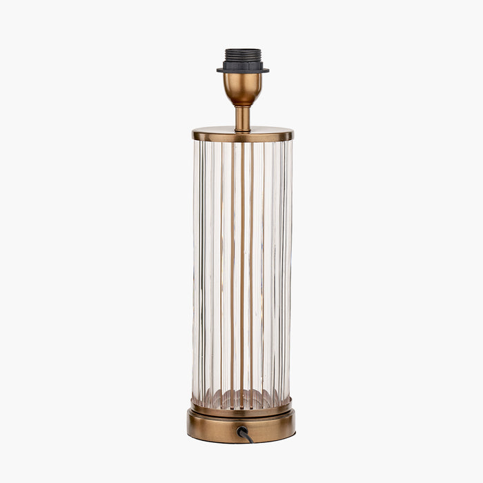 Ciara Clear Glass and Antique Brass Metal Table Lamp Base - 42cm