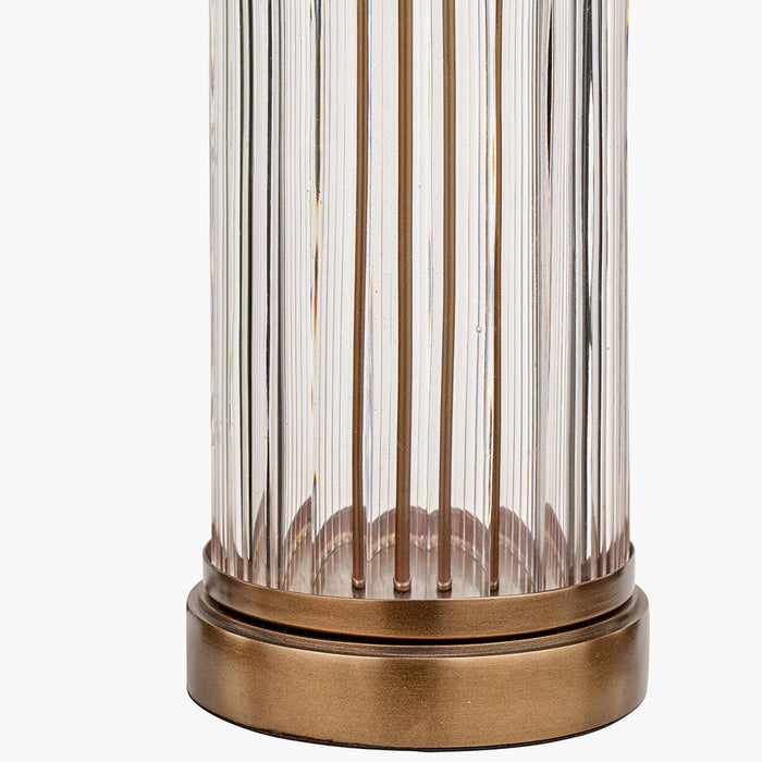 Ciara Clear Glass and Antique Brass Metal Table Lamp Base - 42cm