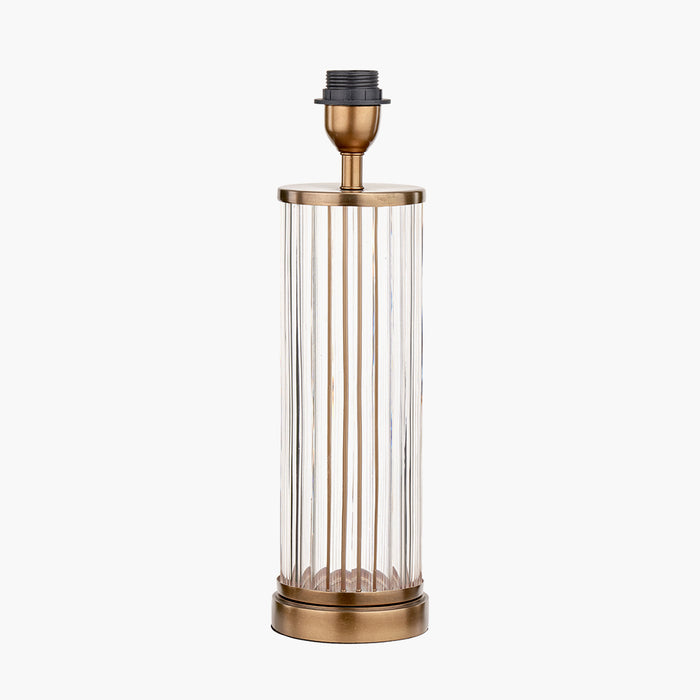 Ciara Clear Glass and Antique Brass Metal Table Lamp Base - 42cm