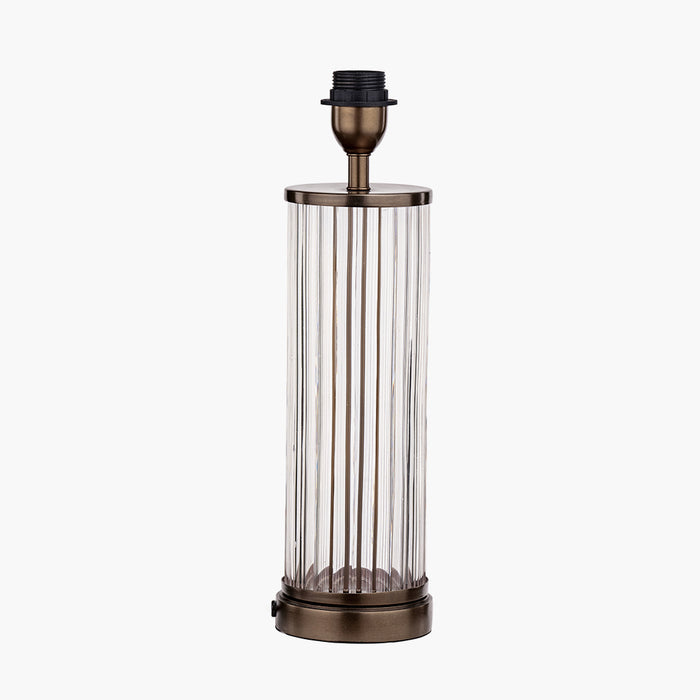 Ciara Clear Ribbed Glass & Antique Bronze Metal Table Lamp Base - 42cm